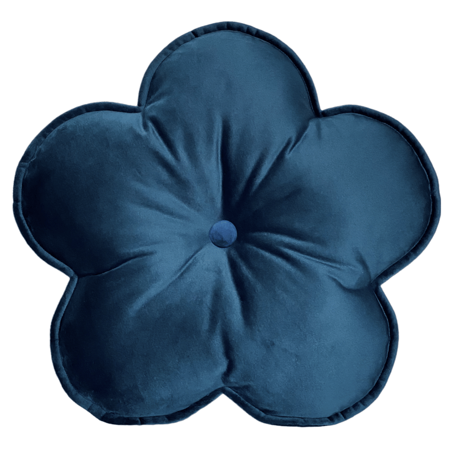 Navy Blue Velvet Flower Shaped Cushion Decorative Throw Pillow Nursery Decor