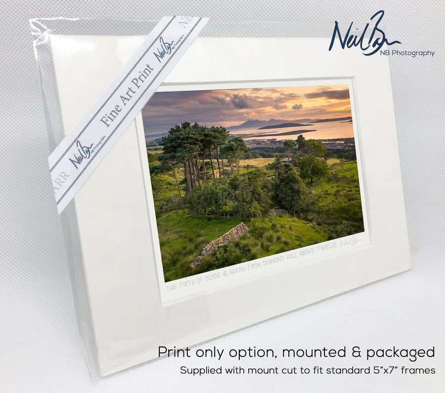 Firth of Clyde & Arran from Fairlie, Ayrshire - A6 (7" x 5") Unframed Print