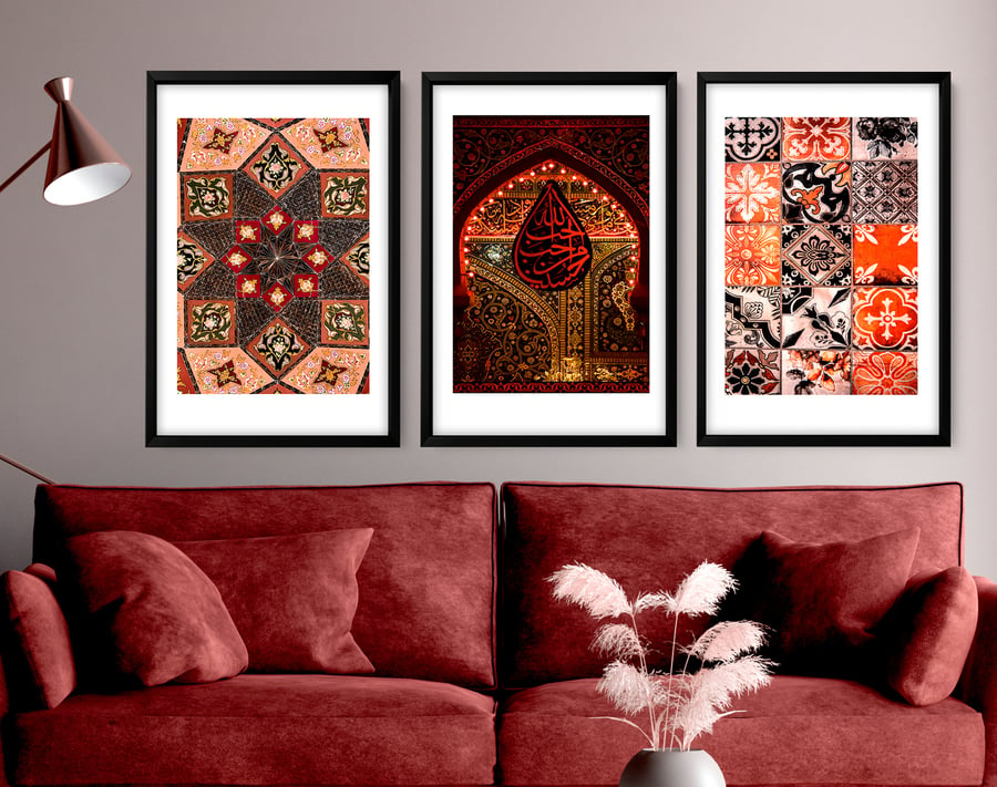 Islamic Art, Muslim Gift, Ramadan Decor, Bismillah Wall Art, Set of 3 Islamic 