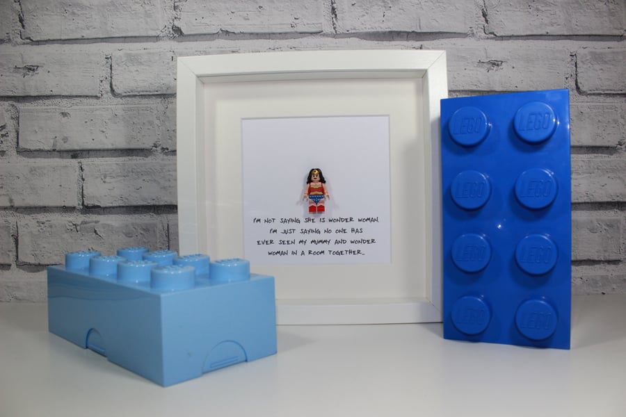MOTHERS DAY SPECIAL - Framed Lego Wonder Woman minifigure - Mum - Mummy - Awesom
