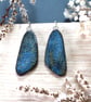 Handmade speckled blue glaze ceramic clay earrings, ceramic jewellery, lapis laz - Image 7