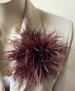 Chocolat - Brown Ostrich Feather Style Brooch - Corsage Lapel Pin - large Size