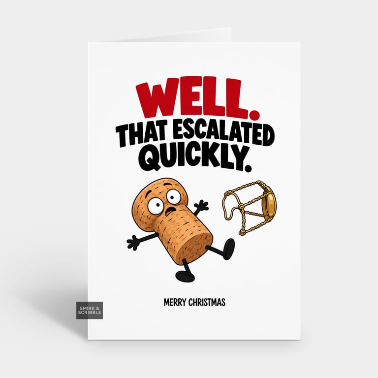 Funny Christmas Card For Him Or Her - Champagne Cork