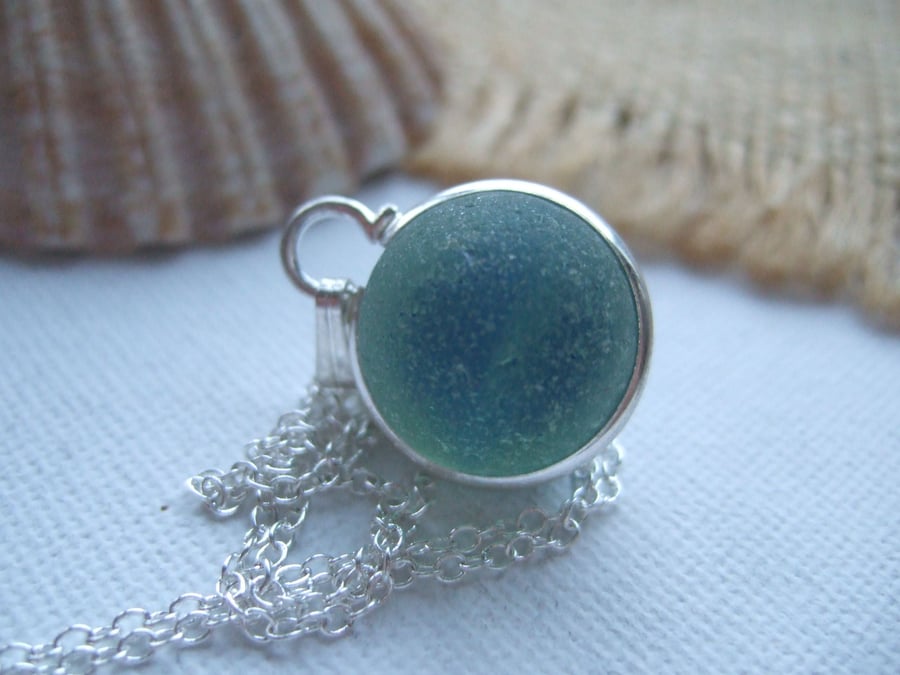 Blue marble necklace, Blue cat's eye marble necklace, sea glass marble necklace,