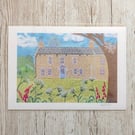 Country cottage A4 giclee print