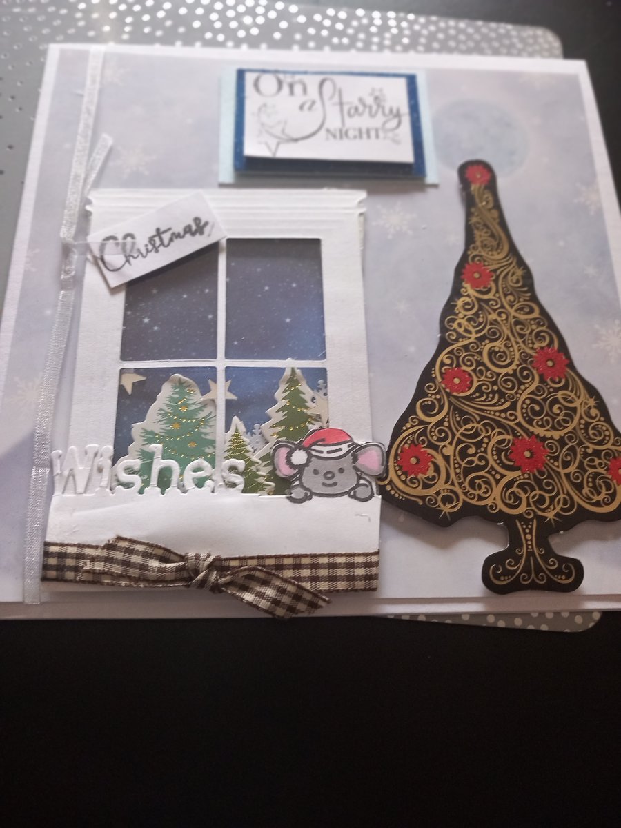 Christmas card, shaker style, on a starry night