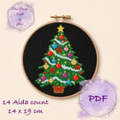 Christmas tree counted cross stitch pattern emailed pdf