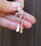 Forged Silver Dangle Hoop Earrings with Facetted Rose Quartz Beads - Image 3