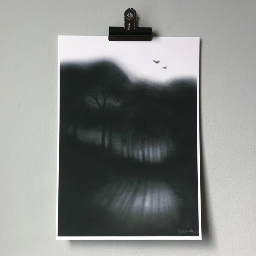 Moonlit Trees II, A4 digital art print