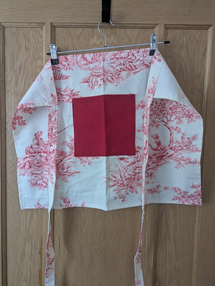 Apron- red toile de Jouy pattern 