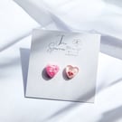 Dried flowers earrings, Floral heart earrings