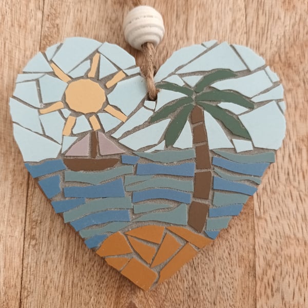 Holiday vibe hanging mosaic heart decoration