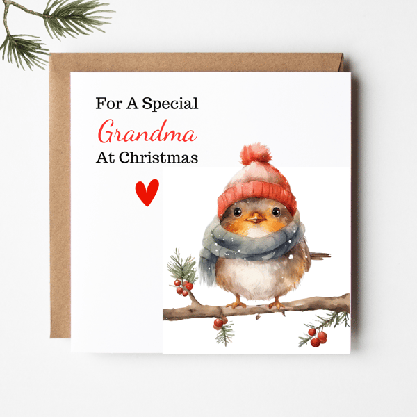 Personalised Robin Christmas Card, Grandma, Mum, Nana, Friend, Aunty 
