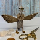 Speckled Indian Runner Duck Spun Cotton Miniature Art Doll
