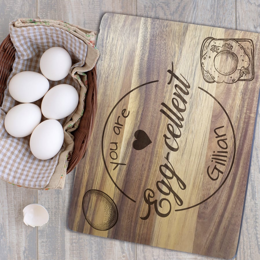 Egg-cellent Personalised Chopping Board Puns Egg Cutting Board Father's Day Chef