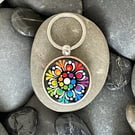 Hand Painted Keyring Mandala Acrylic Painting on Wood Original & Unique