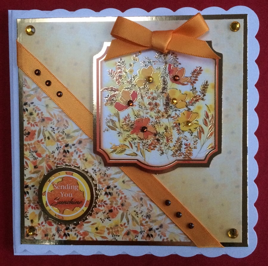 Orange Yellow Poppies Birthday Card Sending You Sunshine Poppy Card Any Occasion