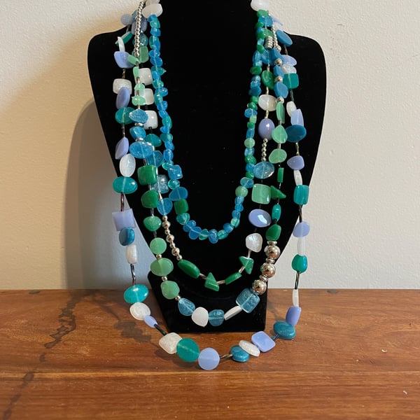 'Anneka' Blue & Green Resin Necklace