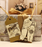 Handmade Parisian Gift Tags, Luxury Gold with embellishments, Set of 6 