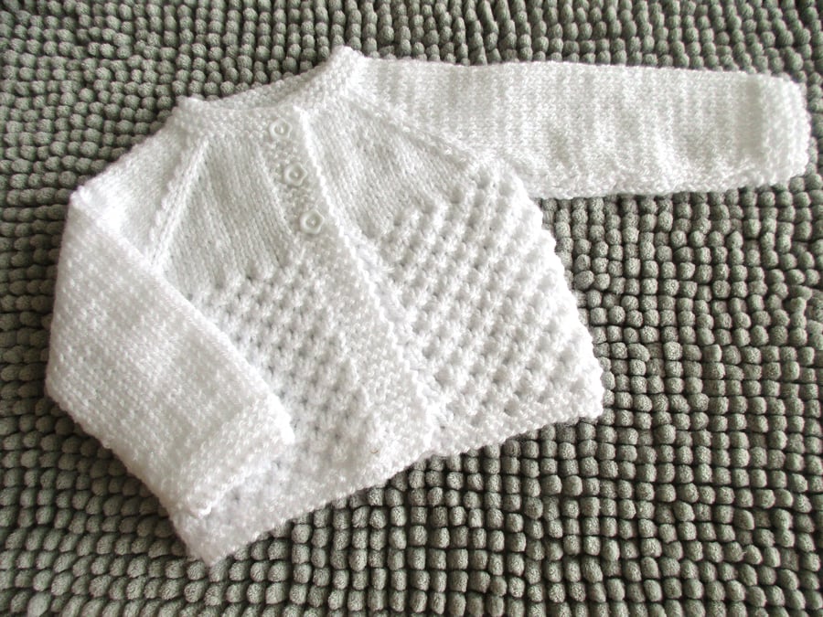 14" Newborn Three Button Baby Cardigan 