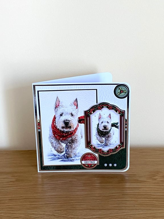 Handmade Cute Westie Christmas Card