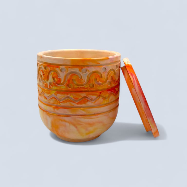 Sunrise Marbled Wave Pattern Adorned Lidded Jewellery Box