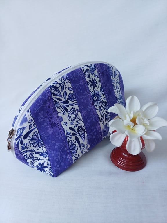 Pretty patchwork purple and white pouch