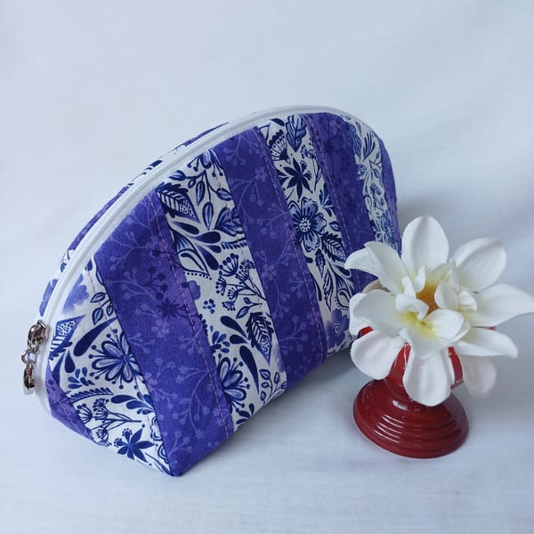 Pretty patchwork purple and white pouch