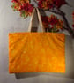 Handmade Lined Padded Tote Bag 50cm x 35cm in Mango Butterfly Melody Cotton 