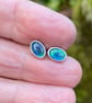 Opal and silver oval stud earrings - Image 5