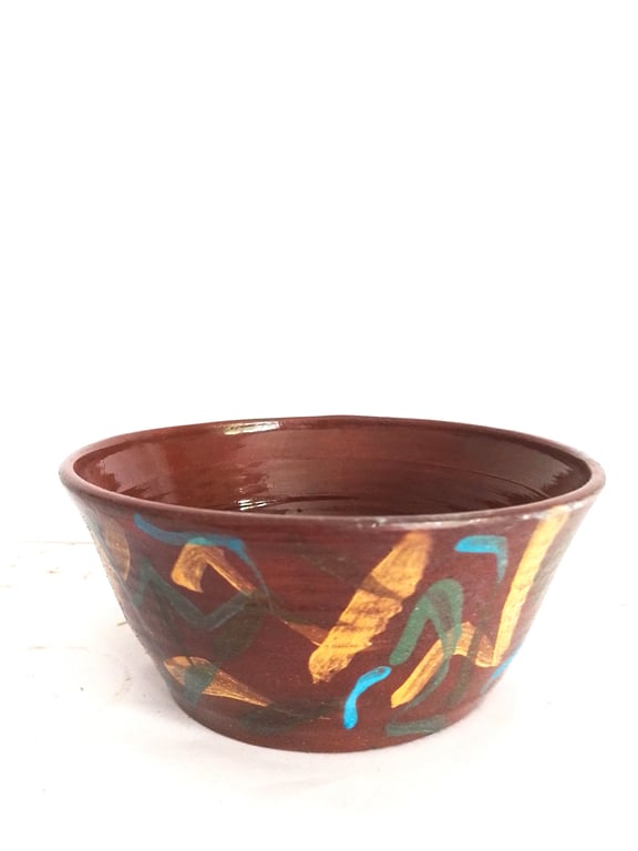 Pottery terracotta, multicolored, bowl, decorative or serving ceramic bowl