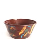 Pottery terracotta, multicolored, bowl, decorative or serving ceramic bowl