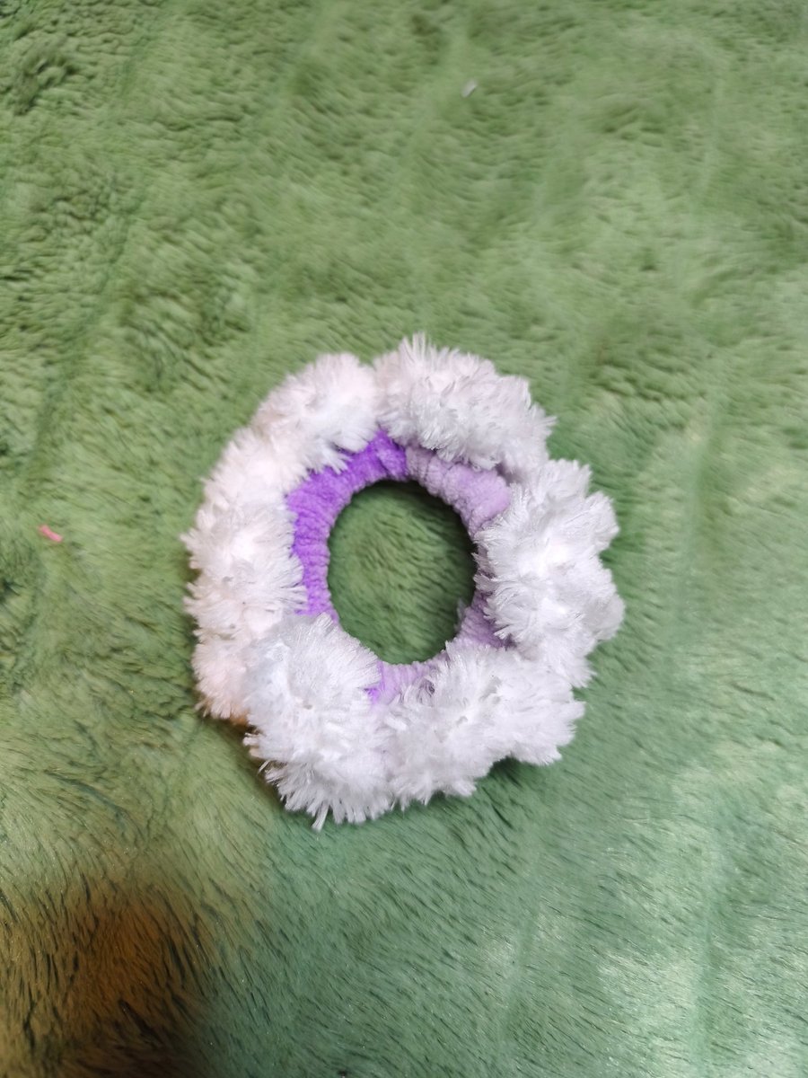 Lilac & Parma Violet with White Fur Trim Extra Extra Small Scrunchies Hair Ties