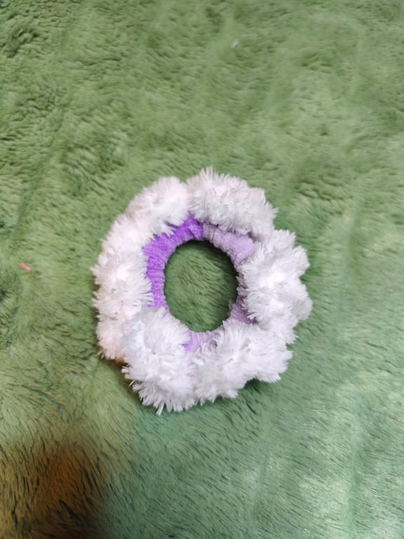 Lilac & Parma Violet with White Fur Trim Extra Extra Small Scrunchies Hair Ties