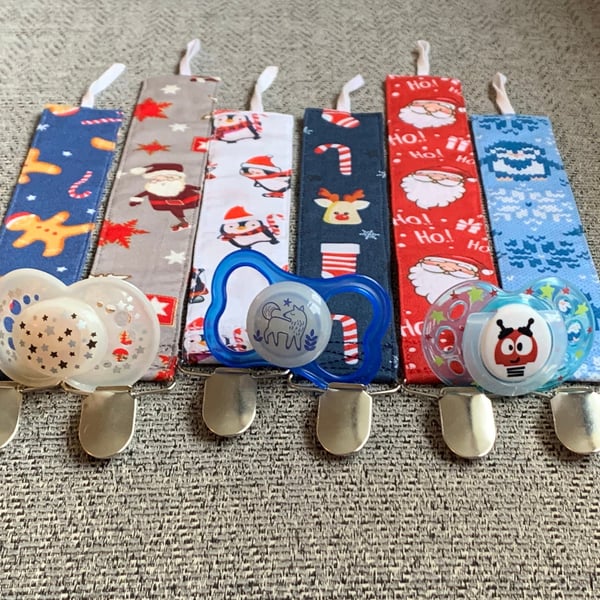 CHRISTMAS & Winter SHORT and X-SHORT (Baby-Infant-Toddler) Pacifier Clip