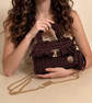  Handmade Chocolate Brown Crochet Bag Woven Top Handle & Crossbody Bag MS Lo