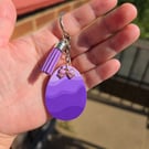 Hand-Painted Purple Wooden Keyring With Tassel & Bow Charm