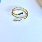 Gold Tone Solid Brass Flared Wrap Rings - Adjustable