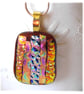 Dichroic Glass Pendant 215 Amber Gold Handmade with gold plated chain - Image 5