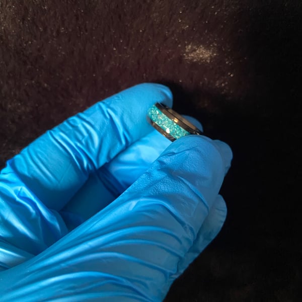 Resin ring handmade lagoon blue 
