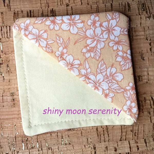 White Flower on Peach background, Corner Bookmark