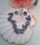White with Blue Pattern Ceramic Chicken and Coin Bead Bracelet and Earrings Set - Image 5