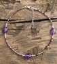 Amethyst Nugget Anklet. Sterling Silver. Extension Chain.  - Image 3