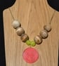 Wolf Head Resin & Wooden Bead Necklace