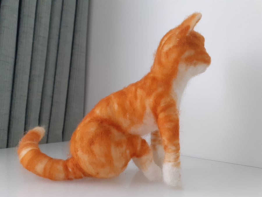 SOLD Ginger kitten sculpture all wool,needle felted 