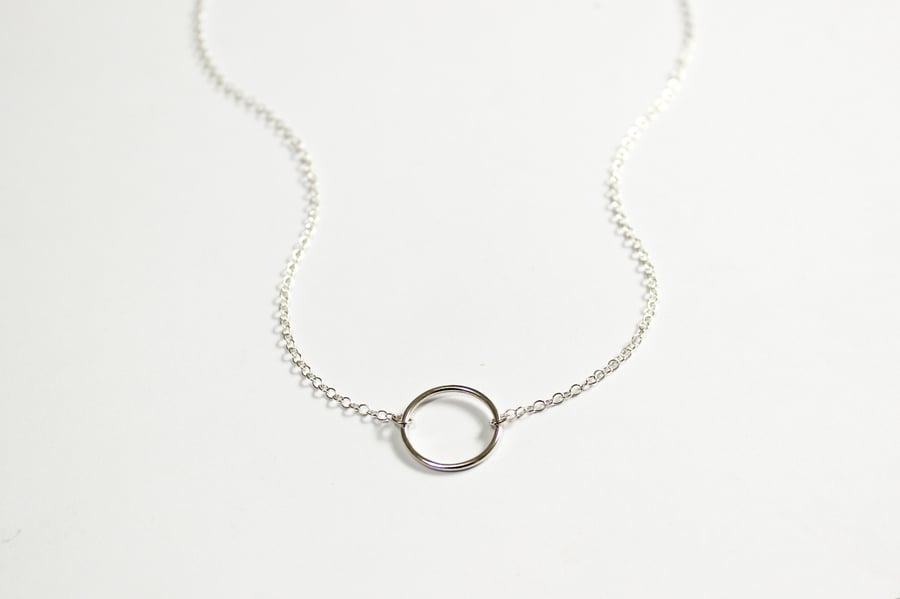 Spirit necklace, circle necklace, silver circle