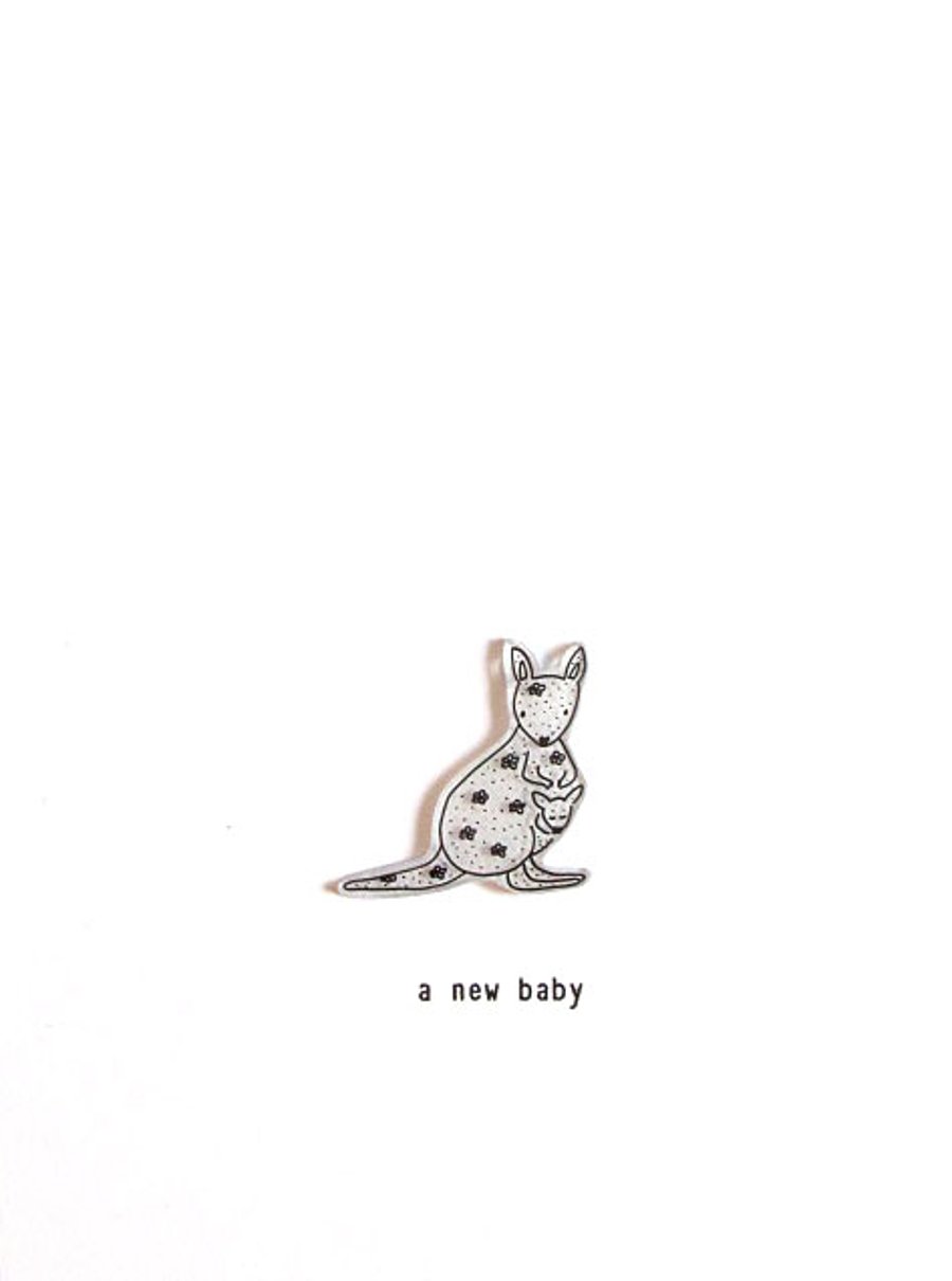 A new baby - kangaroo and joey - handmade card