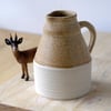 Tall pottery pouring jug glazed in natural brown - wheel thrown stoneware