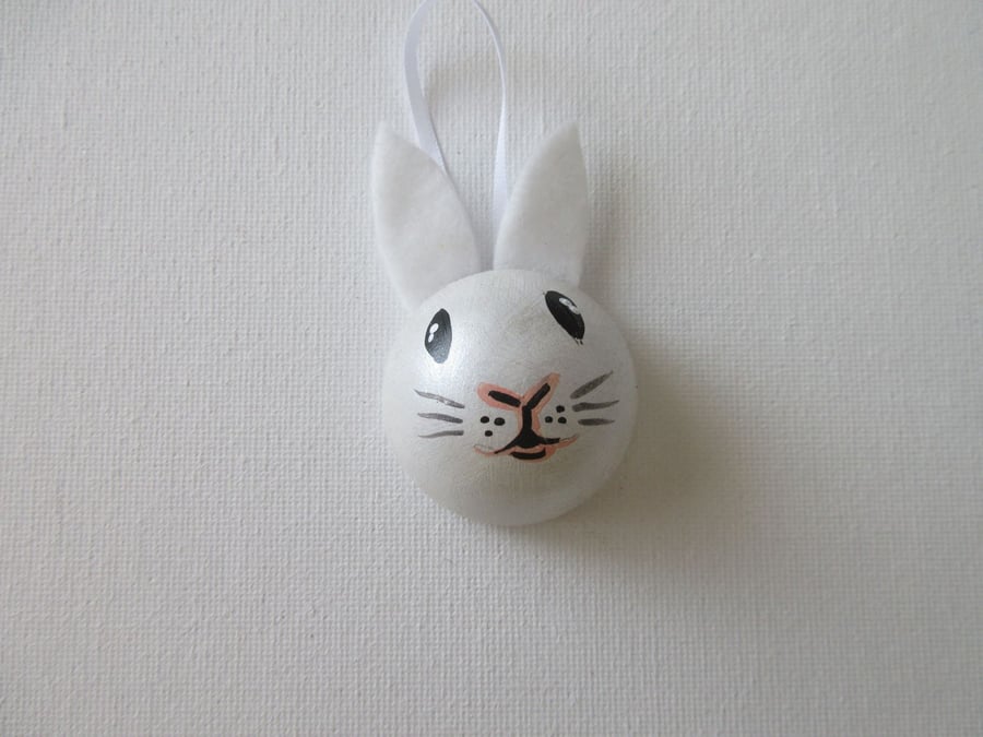Hanging Decoration White Bunny Rabbit Bauble Christmas Tree Easter Decoration