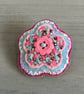 Hand Embroidered Pastel Flower Brooch  - Image 1